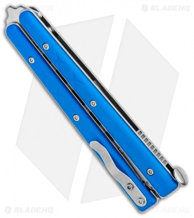Boker Plus Mini Balisong Trainer Blue G-10 (3.25" Satin) 01BO716SOI Boker Plus Mini Balisong Trainer Blue G-10 (3.25" Satin) 01BO716SOI -Bladehq Knives Sales Boker Plus Mini Balisong Trainer Blue G 10 Satin 01BO716SOI BHQ 99640 jr side