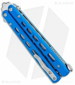 Boker Plus Mini Balisong Trainer Blue G-10 (3.25" Satin) 01BO715SOI -Bladehq Knives Sales Boker Plus Mini Balisong Trainer Blue Holes G 10 Satin 01BO715SOI BHQ 99636 jr side