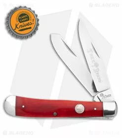 Boker Trapper Traditional Pocket Knife Smooth Red Bone (3.2" Satin) -Bladehq Knives Sales Boker Trapper Traditional Pocket Knife Smooth Red Bone Satin D2 BHQ 146648 td size