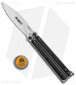 Bradley Kimura Butterfly Balisong Knife Black Carbon Fiber (3.9" Bead Blast) -Bladehq Knives Sales Bradley Kimura Butterfly Balisong SP CF 154CM BCC903 BHQ 87379 jr bottlecap