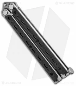 Bradley Kimura Butterfly Balisong Knife Black Carbon Fiber (3.9" Bead Blast) -Bladehq Knives Sales Bradley Kimura Butterfly Balisong SP CF 154CM BCC903 BHQ 87379 jr side