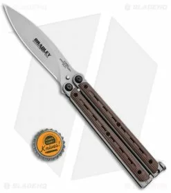 Bradley Kimura Butterfly Balisong Spear Point Knife Brown G-10 (3.9" Bead Blast) -Bladehq Knives Sales Bradley Kimura Butterfly Balisong SP Coyote G 10 BCC902 BHQ 85618 jr bottlecap