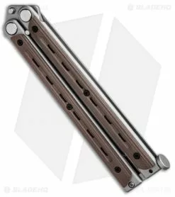 Bradley Kimura Butterfly Balisong Spear Point Knife Brown G-10 (3.9" Bead Blast) -Bladehq Knives Sales Bradley Kimura Butterfly Balisong SP Coyote G 10 BCC902 BHQ 85618 jr side