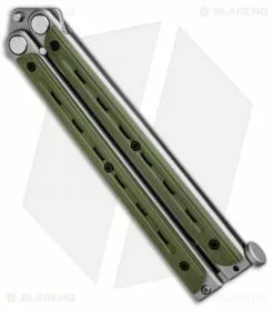 Bradley Kimura Butterfly Balisong Knife Green G-10 (3.9" Bead Blast) -Bladehq Knives Sales Bradley Kimura Butterfly Balisong SP OD Green G 10 BCC901 BHQ 85617 jr side