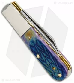 Case Cutlery Case Barlow Pocket Knife 3.3" Purple Tribal Jigged Bone (62009 1/2 SS) -Bladehq Knives Sales Case Barlow Purple Tribal Jigged Bone SS 61803 BHQ 101132 jr side
