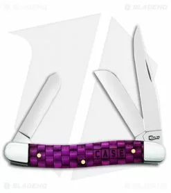 Case Cutlery Basket Weave Natural Bone Smooth Merlot Color Wash Medium Stockman (6318 SS)