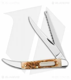 Case Cutlery Case Fishing Knife 4.25" Peach Seed Jigged Amber Bone (620094F SS) 10726