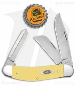 Case Cutlery Case Knives Sowbelly Pocket Knife Yellow Synthetic (TB3339 CV) -Bladehq Knives Sales Case Knives Sowbelly Pocket Knife Yellow Synthetic BHQ 122437 td size