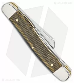 Case Knives Case Medium Stockman Knife 3.6" Black/Green Canvas Micarta (10318 SS) -Bladehq Knives Sales Case Medium Stockman Black Green Canvas Micarta SS BHQ 140647 jr side