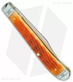 Case Knives Case Slimline Trapper Knife 4.1" Cayenne Bone/Crandall Jig (61048 SS) 35814 -Bladehq Knives Sales Case Slimline Trapper Cayenne Bone Crandall Jig SS BHQ 140655 jr side