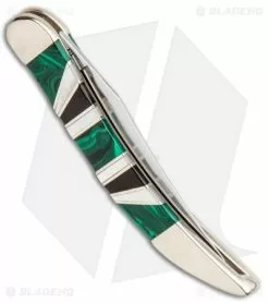 Case Cutlery Case Texas Toothpick 3" Exotic Green Malachite/MOP (EX10096 SS) 11153 2 Case Cutlery Case Texas Toothpick 3" Exotic Green Malachite/MOP (EX10096 SS) 11153 -Bladehq Knives Sales Case Texas Toothpick Exotic Green Malachite MOP 11153 BHQ 84459 jr side