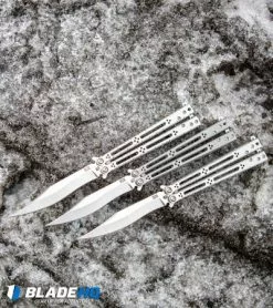 Hom Design Basilisk-R Titanium Balisong Butterfly Knife (4.6" SW) SS Spacers -Bladehq Knives Sales Chris Reeve Large Sebenza 21 Insingo Knife w Carbon Fiber Inlays SW BHQ 16729 kp dirty snow web 2