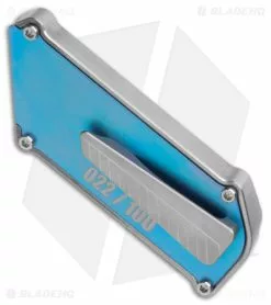 Chaves, EOS EOS X Chaves Customized CHUB Satin Titanium (1" Satin Utility Blade) -Bladehq Knives Sales EOS Chaves Customized CHUB Satin Blue Utility Blue BHQ 167554 jr side