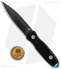 EOS Mini Thresher Fixed Blade Knife Black (3.6" Black) W/ Custom Sheath -Bladehq Knives Sales EOS Mini Thresher Spike Fixed Blade Black Blue Sheath 1301 S BHQ 120708 jr bottlecap
