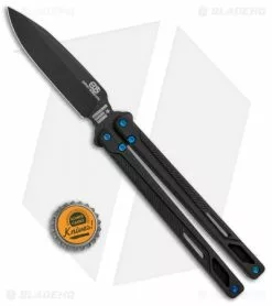 Elite Outfitting Solutions Inc. EOS Serpent Balisong Butterfly Knife Black Ti (4.1" Black DLC) -Bladehq Knives Sales EOS Serpent Balisong Butterfly Black Ti Black DLC BHQ 91916 jr bottlecap
