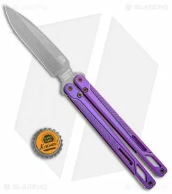 Elite Outfitting Solutions Inc. EOS Serpent Balisong Butterfly Knife Purple Ti (4.1" Stonewash) -Bladehq Knives Sales EOS Serpent Balisong Ti Purple BHQ 91918 jr bottlecap