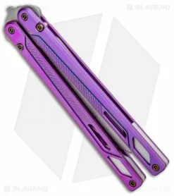 Elite Outfitting Solutions Inc. EOS Serpent Balisong Butterfly Knife Purple Ti (4.1" Stonewash) -Bladehq Knives Sales EOS Serpent Balisong Ti Purple BHQ 91918 jr side