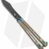 EOS Trident Balisong Butterfly Knife Bronze Titanium W/ Blue (4.5" Black S30V)