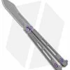 EOS Trident Balisong Butterfly Knife Gray Titanium W/ Purple (4.5" SW S30V)