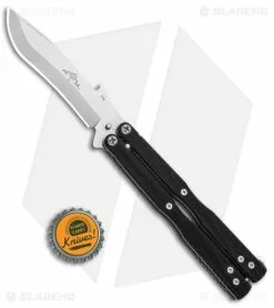 Emerson Commander Tactical Balisong Butterfly Knife Black G-10 (3.8" Stonewash) -Bladehq Knives Sales Emerson Commander Tactical Balisong Butterfly Black G 10 SW BHQ 80618 jr bottlecap
