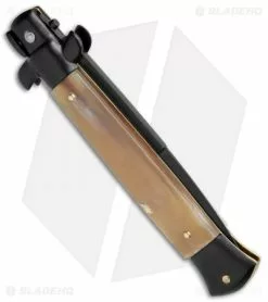 Frank B 9" Italian Stiletto Bayonet Automatic Knife Honey Horn (4" Black) -Bladehq Knives Sales Frank B 9in Italian Stiletto Honey Horn Bayo Black BP 5483 jr side