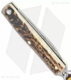 Great Eastern Cutlery GEC #05 Keychain Knife Sambar Stag (1.5" Plain) 052121 Sambar Stag -Bladehq Knives Sales GEC 05 Keychain Knife Sambar Stag Plain BHQ 134854 jr side