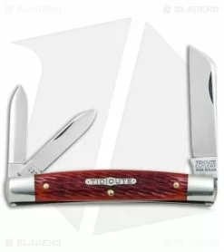 Great Eastern Cutlery GEC #13 Tidioute Cutlery Congress Whittler Pocket Knife 3.6" Rust Red Jig Bone