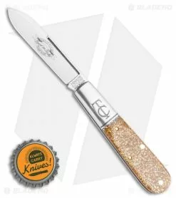 Great Eastern Cutlery GEC #15 Tidoute Barlow Knife Glitter Gold Acrylic (2.75" Satin) 152121 -Bladehq Knives Sales GEC 15 Tidoute Barlow Knife Glitter Gold Acrylic 2.75 Satin 152121 BHQ 121187 LS Bottlecap