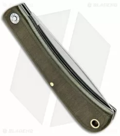 Great Eastern Cutlery GEC #21 Farm & Field Bull Buster Slip Joint OD Green Linen Micarta (4.625"Satin) -Bladehq Knives Sales GEC 21 Farm and Field Bull Buster SJ Green Linen Micarta Satin 215119 BHQ 93434 jr side