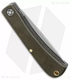 Great Eastern Cutlery GEC #71 Farm & Field Bull Nose Slip Joint Knife Green Micarta (3" Satin) 715121 -Bladehq Knives Sales GEC 71 Farm Field Bull Nose Slip Joint Green Linen Micarta3.1 Satin 715121 BHQ 126201 LS Side