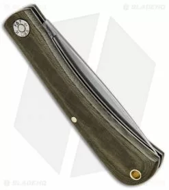 Great Eastern Cutlery GEC #71 Farm & Field Bull Nose Slip Joint OD Green Micarta (3.1" Satin) 715118 -Bladehq Knives Sales GEC 71 Farm and Field Bull Nose SJ OD Green Micarta Satin 715118 BHQ 84088 jr side