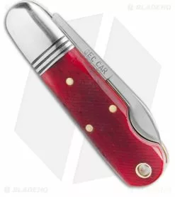 Great Eastern Cutlery GEC Tidioute Cutlery #25 Beerlow Pocket Knife Red Sawcut Bone (2.1" Satin) -Bladehq Knives Sales GEC Tidioute Cutlery 25 Beerlow Pocket Knife Red Sawcut Bone Satin BHQ 180934 kc side