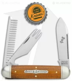 Great Eastern Cutlery GEC Tidioute Cutlery Beer & Sausage 3.75" Pocket Knife Natural Canvas Micarta -Bladehq Knives Sales GEC Tidioute Cutlery Beer and Sausage Natural Canvas Micarta BHQ 116302 jr bottlecap