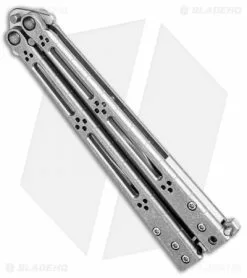 Hom Design Basilisk-R Titanium Balisong Butterfly Knife (4.6" SW) SS Spacers -Bladehq Knives Sales Hom Design Basilisk R Ti Balisong SW SS Spacers BHQ 106818 jr side
