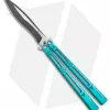 Hom Design I-Basilisk Channel Butterfly Knife Teal Titanium (4.5" Acid Wash)
