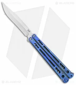 Hom Design Chimera Premium Balisong Knife Blue Ti/CF (4.75 Satin)