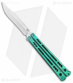 Hom Design Chimera Premium Balisong Knife Green Ti/CF (4.75 Satin)