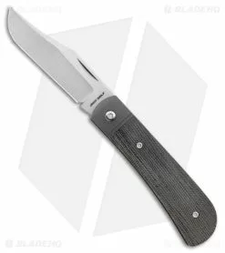 Jack Wolf Knives Benny's Clip Slip Joint Knife Black Canvas Micarta (3" Satin)