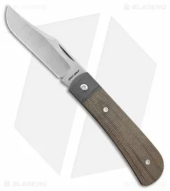 Jack Wolf Knives Benny's Clip Slip Joint Knife Green Canvas Micarta (3" Satin)