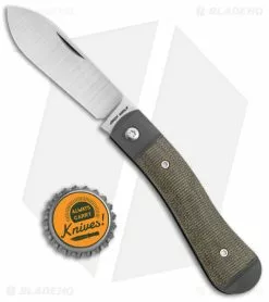 Jack Wolf Knives K9 Jack Slip Joint Pocket Knife OD Green Micarta (2.9" Satin) -Bladehq Knives Sales Jack Wolf Knives K9 Jack SJ Pocket Knife OD Green Micarta Satin BHQ 141934 jr bottlecap