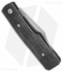 Jack Wolf Knives Sharpshooter Jack Slip Joint Knife Black Micarta (3" Satin) -Bladehq Knives Sales Jack Wolf Knives Sharpshooter Jack Black Micarta Slipjoint 2in Satin BHQ 141933 td side