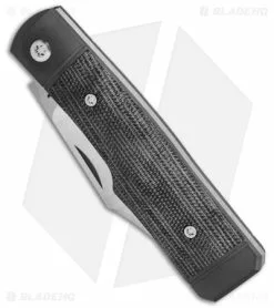 Jack Wolf Knives Sharpshooter Jack Slip Joint Knife Black Micarta (3" Satin) -Bladehq Knives Sales Jack Wolf Knives Sharpshooter Jack Black Micarta Slipjoint 2in Satin BHQ 141933 td spine