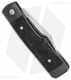 Jack Wolf Knives Sharpshooter Jack Slip Joint Knife Blue Fat CF (3" Satin) -Bladehq Knives Sales Jack Wolf Knives Sharpshooter Jack Fat Carbon Slipjoint 2in Satin BHQ 141964 td side