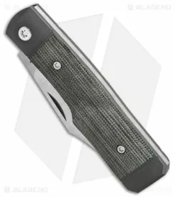 Jack Wolf Knives Sharpshooter Jack Slip Joint Knife OD Green Micarta (3" Satin) -Bladehq Knives Sales Jack Wolf Knives Sharpshooter Jack OD Green Micarta Slipjoint 2in Satin BHQ 141931 td side