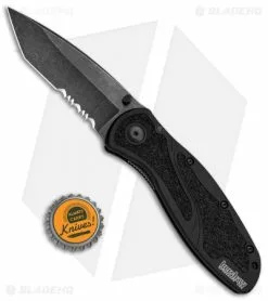 Kershaw Blur Tanto Assisted Opening Knife Black (3.375" BlackWash Serr) -Bladehq Knives Sales Kershaw Blur Tanto Black BlackWash Serr 1670TSTBWWM BHQ 68394 jr bottlecap 2