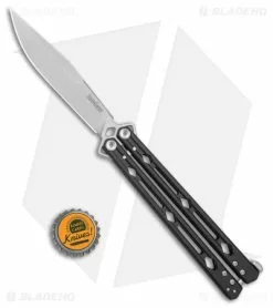 Kershaw Lucha Balisong Butterfly Knife Black (4.5" Stonewash) 5150BLK -Bladehq Knives Sales Kershaw Lucha Balisong Butterfly Black SW BHQ 117073 jr bottlecap