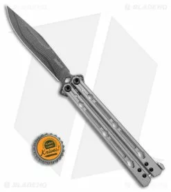 Kershaw Lucha Balisong Butterfly Knife Gray Stainless (4.5" Damascus) 5150DAM -Bladehq Knives Sales Kershaw Lucha Balisong Gray Damascus BHQ 117076 jr bottlecap