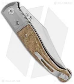 LionSteel Gitano Traditional Slip Joint Knife Green Micarta/TI (3.25" Satin) -Bladehq Knives Sales LionSteel Gitano Tradtional SJ Green Canvas Micarta Ti Satin GT01 CVG BHQ 101979 jr side