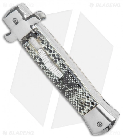 9" Italian Stiletto OTF Automatic Knife Cottonmouth (3.8" Satin) Mago 9" Italian Stiletto OTF Automatic Knife Cottonmouth (3.8" Satin) -Bladehq Knives Sales Mago 9in Cottonmouth Italian Stiletto OTF Auto Satin GX 33807 jr spine