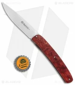 Maserin Gourmet Liner Lock Knife Red Burl Wood (3.8" Satin) -Bladehq Knives Sales Maserin Gourmet LL Red Burl Wood Satin MAS380RR BHQ 87665 jr bottlecap